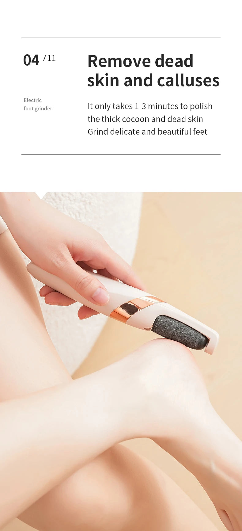 Portable Electric Foot Grinder USB Rechargeable Adjustable Speed Pedicure Tool Dead Skin Callus Remover for Foot Care