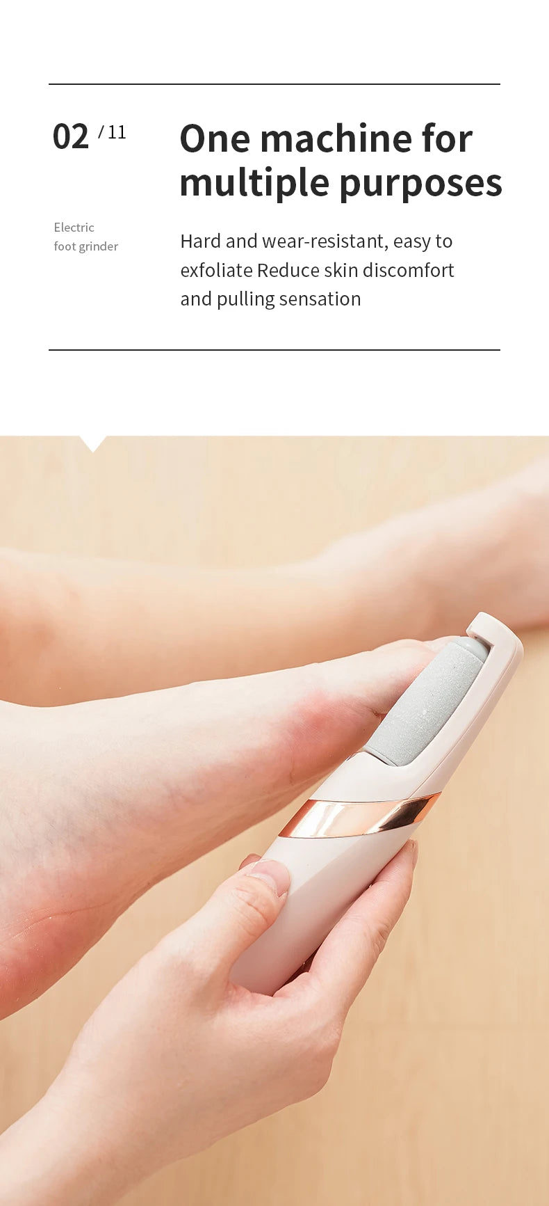 Portable Electric Foot Grinder USB Rechargeable Adjustable Speed Pedicure Tool Dead Skin Callus Remover for Foot Care
